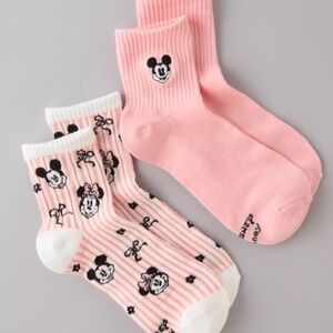 American Eagle Disney Mickey and Minnie Mouse Striped Boyfriend Socks 2 Pair NWT